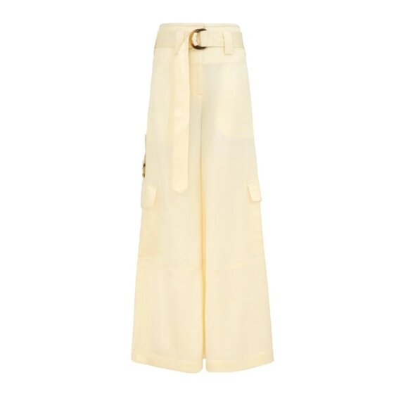 NWT Zimmermann Dawning Wide Leg Cargo Pants Womens 2 Medium Lemon Yellow Trouser - Picture 16 of 16